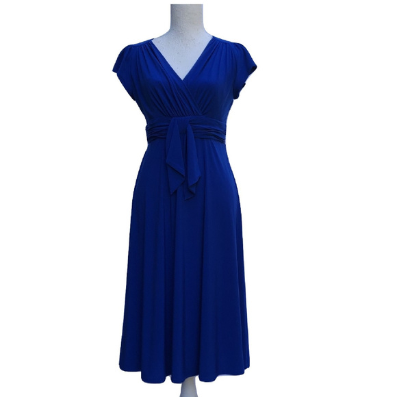 Evan Picone Dresses & Skirts - Evan Picone SZ 6 Blue Faux Wrap Dress Stretch